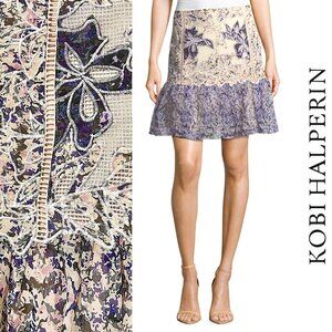 Kobi Halperin NWT Tegan Floral Fit-&-Flare Spring Skirt Navy Ivory Blush…